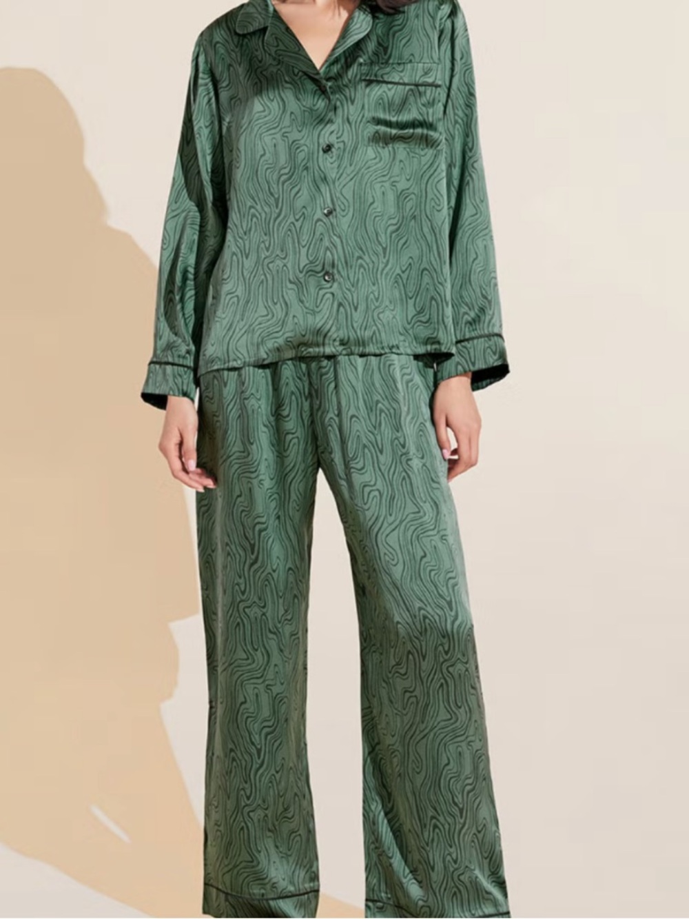 Set- Eberjey Green 100% Silk Pajama Set size L